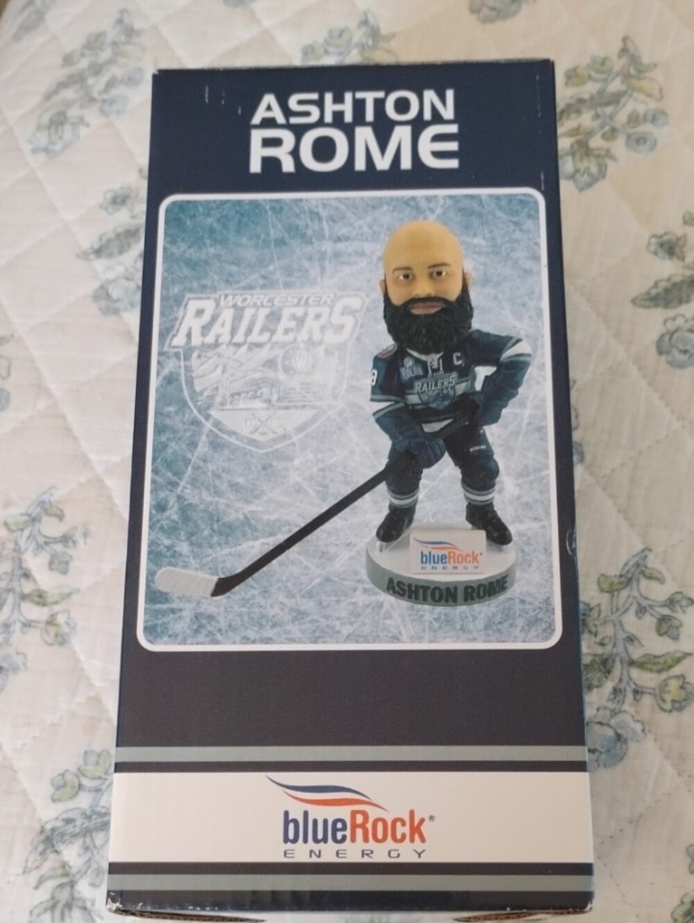 Source Unknown Ashton Rome Navy Blue Hockey Bobblehead with White Accents